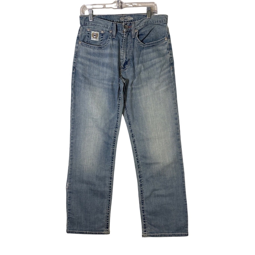 Cinch White Label ArenaFlex Mens 32x38 Straight Leg Jeans Mid Wash Blue Denim